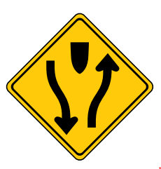 Trubicars Divided highway begins keep to the right